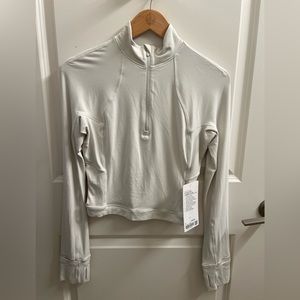 NWT It's Rulu Run Cropped 1/2 Zip (Bone)